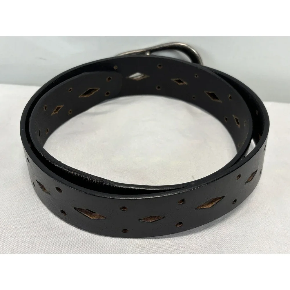 Unbranded Leather Cutout Belt Unisex Sz Medium 31